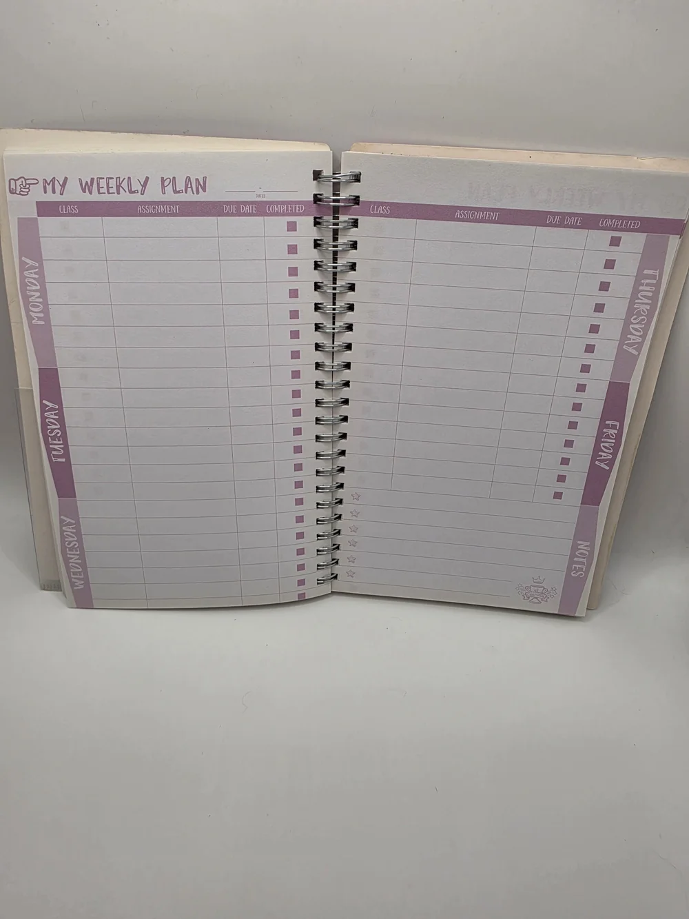 Pep Rally Purple White Lined Spiral Assignment Notebook - Softcover Organizer